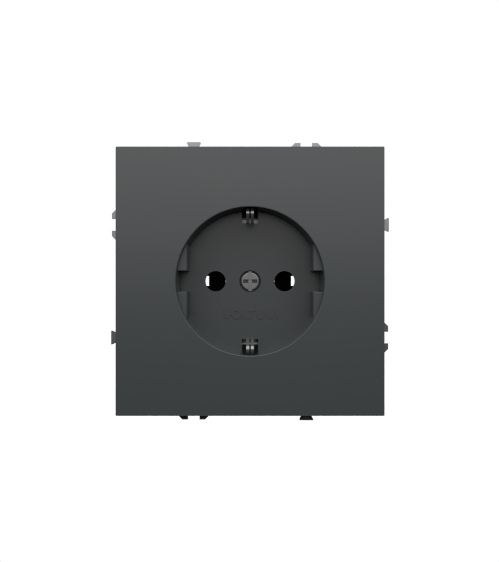 Розетка встраиваемая VOLTUM S70 с заземлением 16А, (титан)