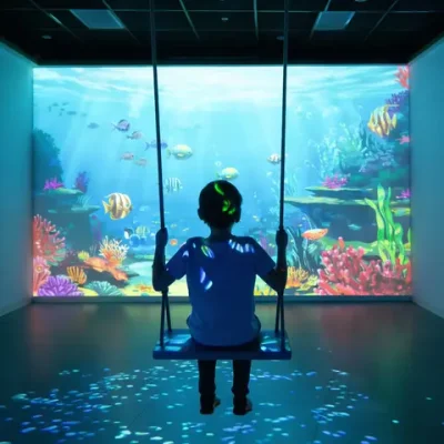 Интерактивные качели с проектором