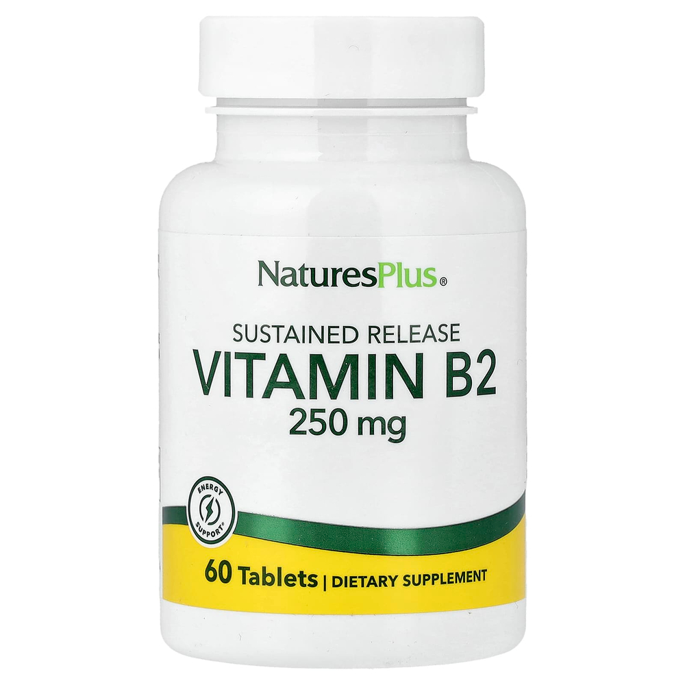NaturesPlus, витамин B2, длительное высвобождение, 250 мкг, 60 таблеток