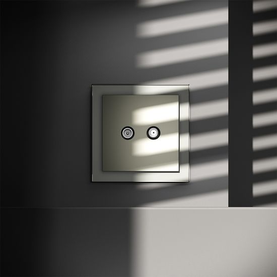 Розетка телевизионная встраиваемая VOLTUM S70 оконечная TV+SAT, (сталь)