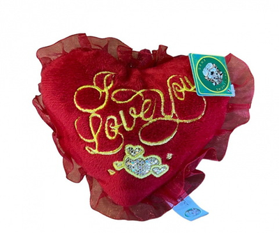 Сердце плюшевое с вышивкой 12см