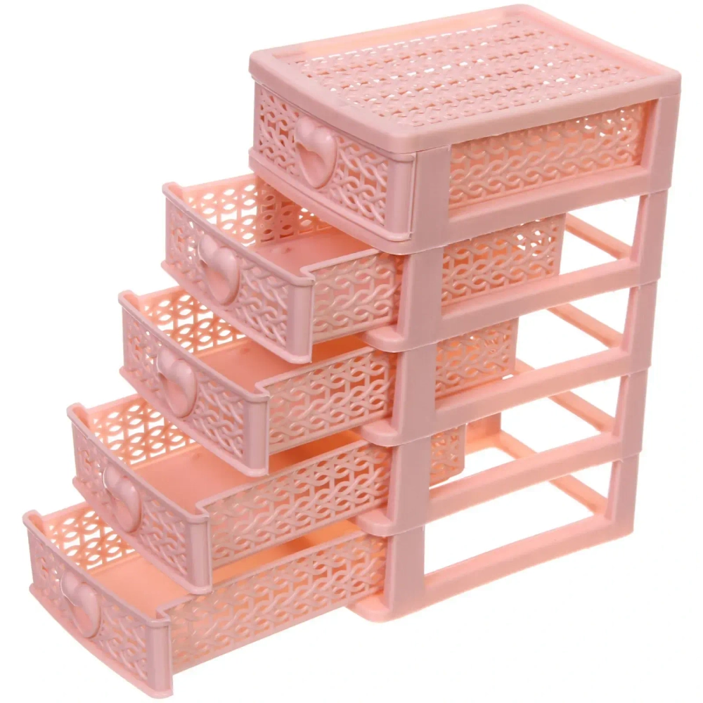 Комод малый «ПАЛЕРМО», цвет пудровая роза, 5 отделений, 13*9*18,5см