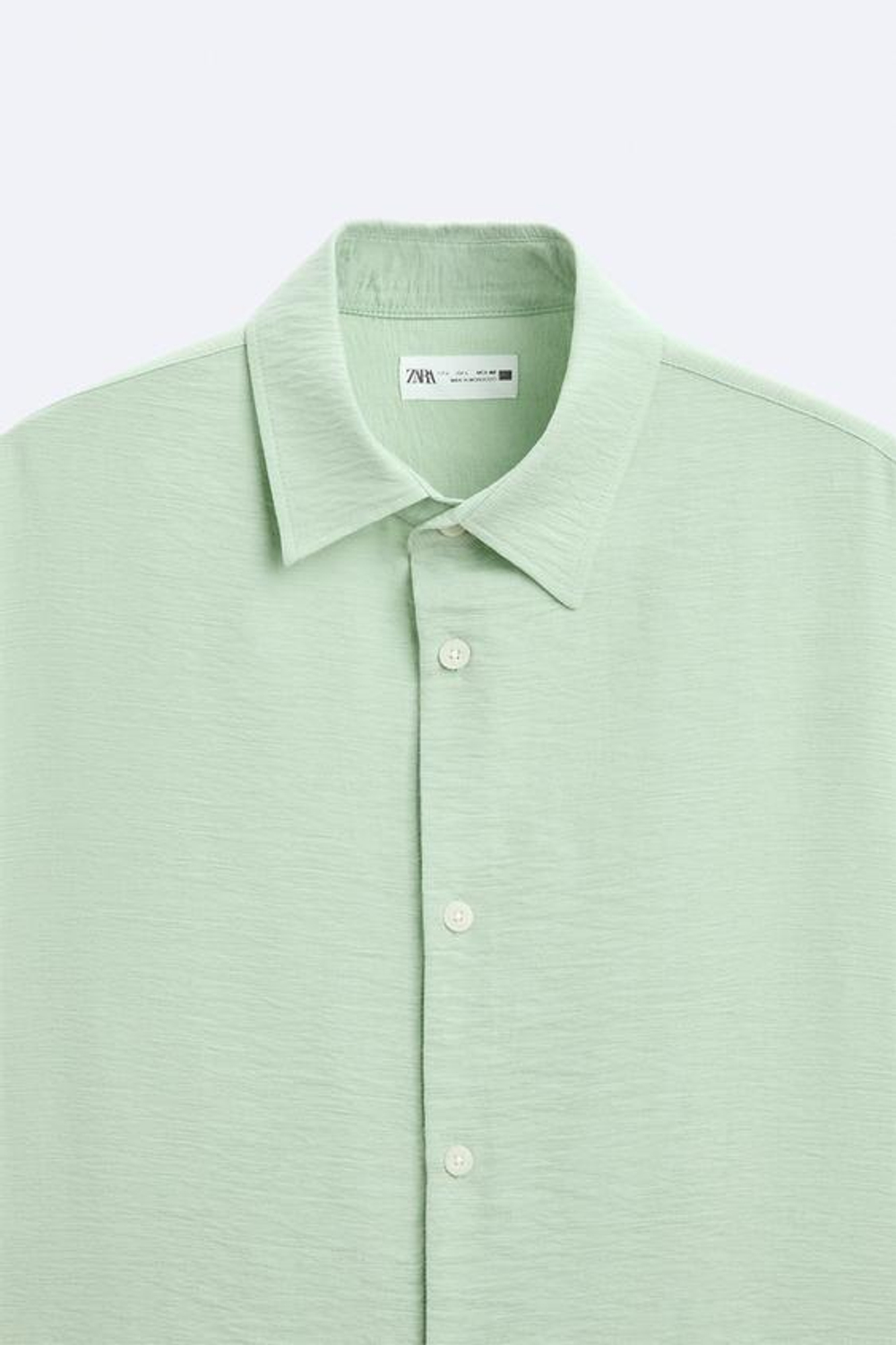 ZARA РУБАШКА ИЗ РЕЛЬЕФНОЙ СМЕСОВОЙ ВИСКОЗЫ, ЦВЕТ МОРСКОЙ ВОЛНЫ