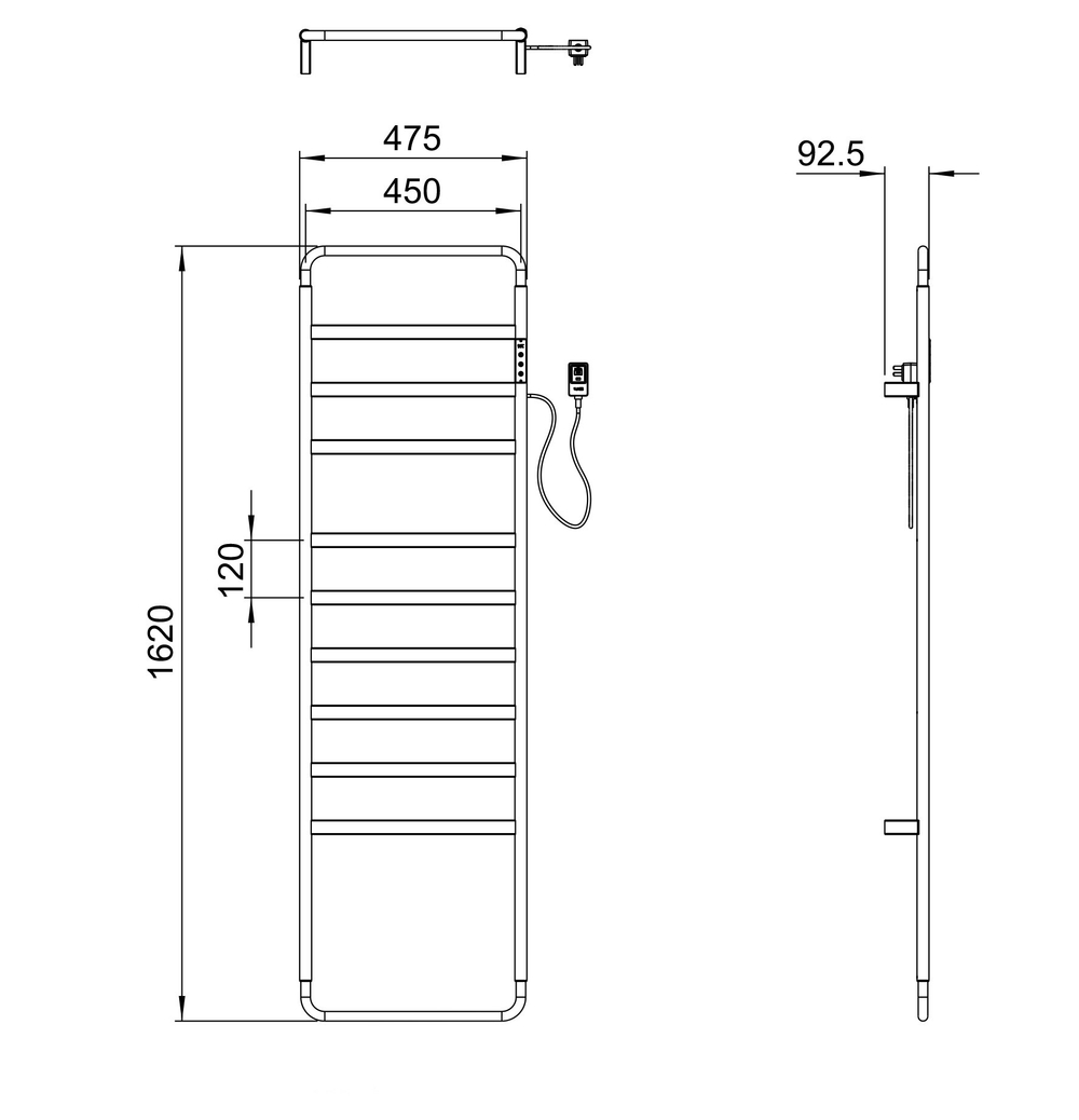 Полотенцесушитель электрический WONZON & WOGHAND DÜSSELDORF, Черный матовый (WW-A204-MB)