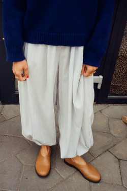 Брюки-аладдины из вискозы в полоску, голубые