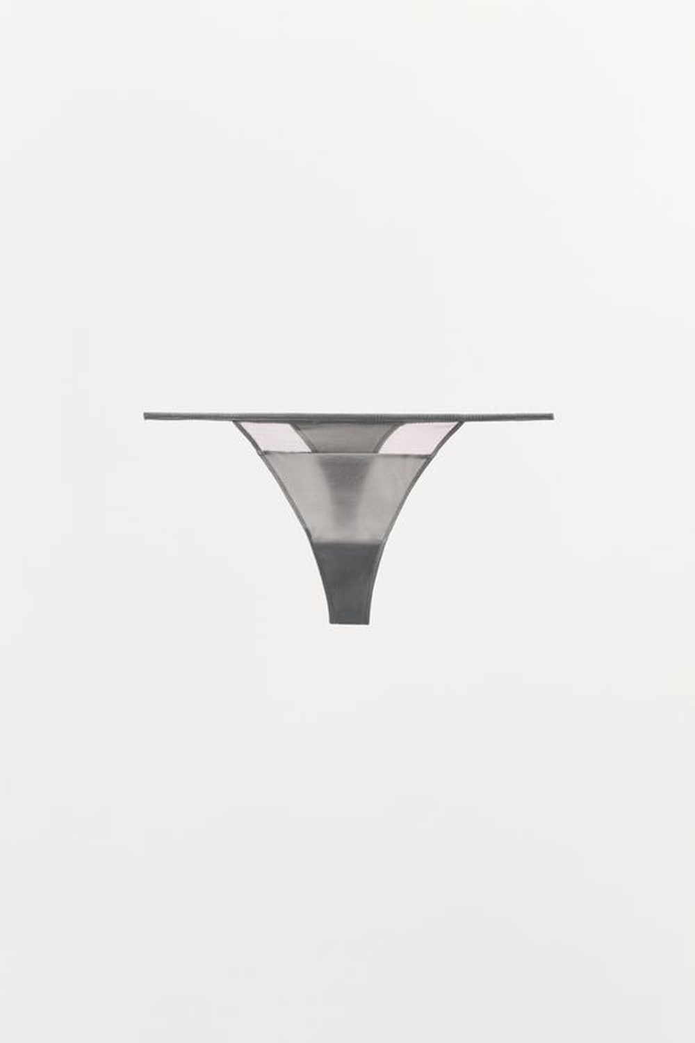 ZARA ТРУСЫ ТАНГА ИЗ КОМБИНИРОВАННОГО ТЮЛЯ, ОТТЕНКИ СЕРОГО