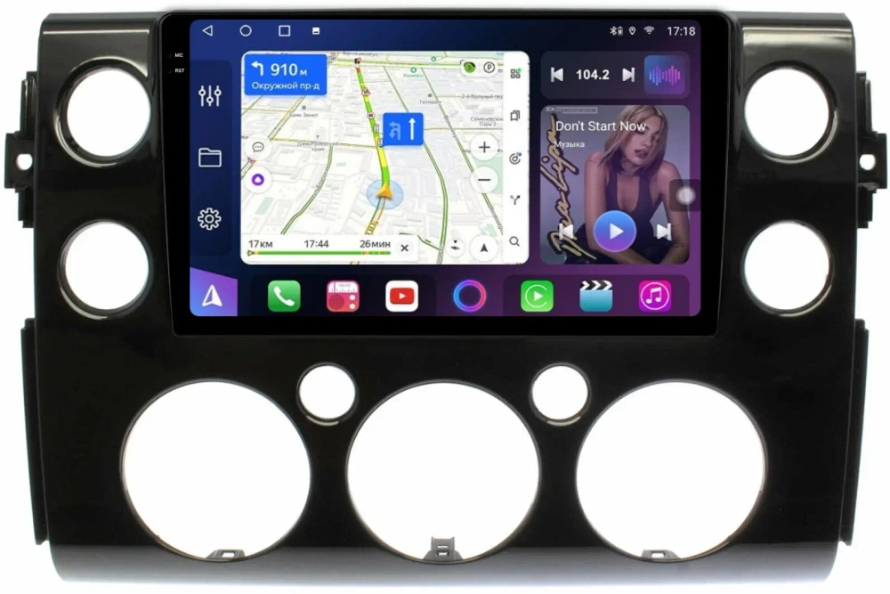 Магнитола для Toyota FJ Cruiser 2005-2022 (рамка черная) - FarCar BM3246M-2K монитор 9.5" 2K QLED на Android 14, TS10, 4+32Гб, CarPlay, 4G SIM-слот