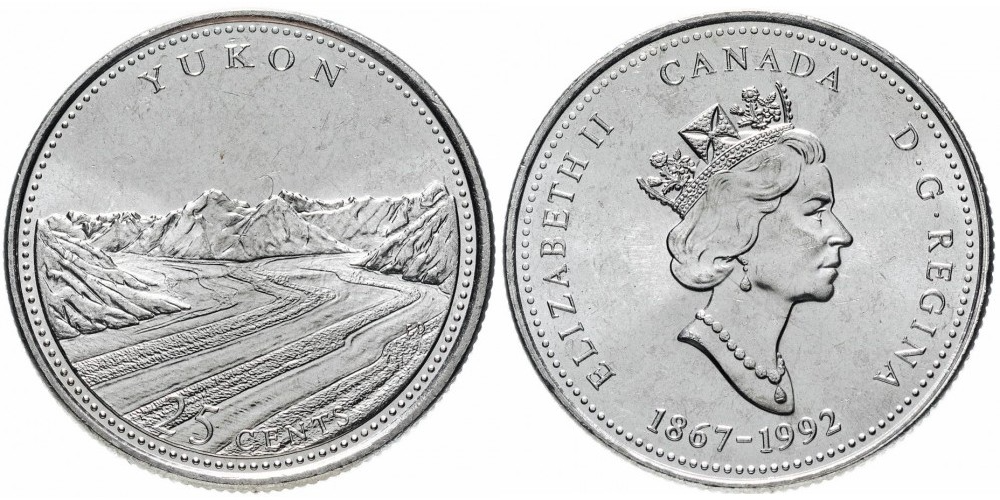 Канада 25 центов, 1992 Юкон