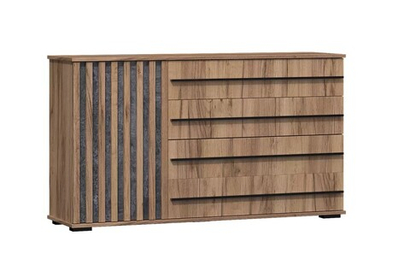 Марракеш Комод 1 створка 4 ящика Дуб вотан / Цемент темный