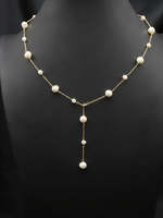 Колье галстук с жемчугом (искусственным) цепочка золотистая