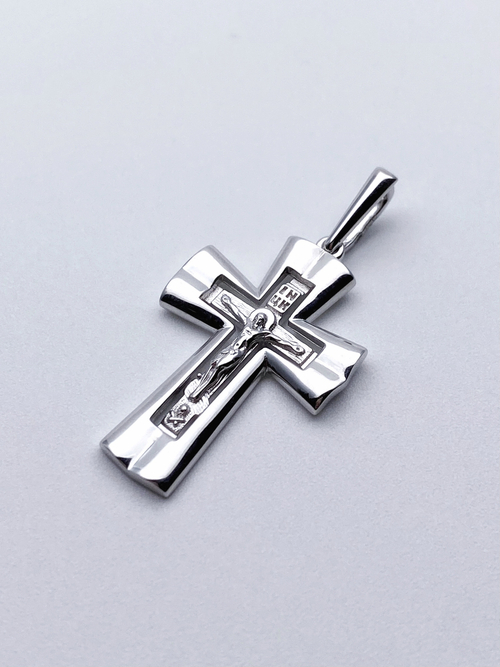 Крест из серебра/Родий/С подвижным ухом