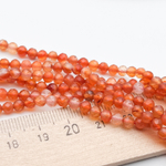 Сердолик граненый бусины, диаметр 3,9-4,1 мм, цена за отрезок 19 см (1/2 нити)