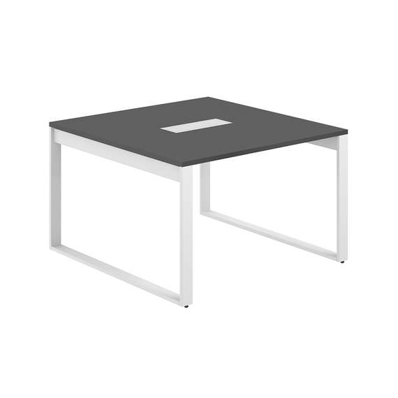 AG.1212.AN.72.WH / Стол для переговоров 1200х1238х750 / профиль О-образный: 70х20 белый; лючок: серебро; столешница: антрацит