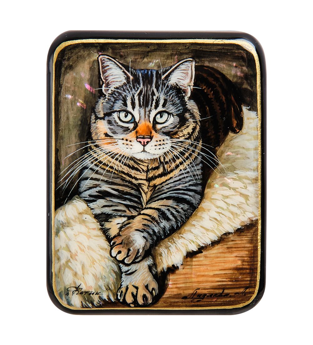 Народные промыслы ШК-55/168-B Шкатулка «Котик» исп. Лидяева
