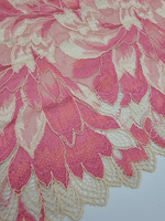 Кружево эластичное бежевый/кораллово-розовый К806 23 см