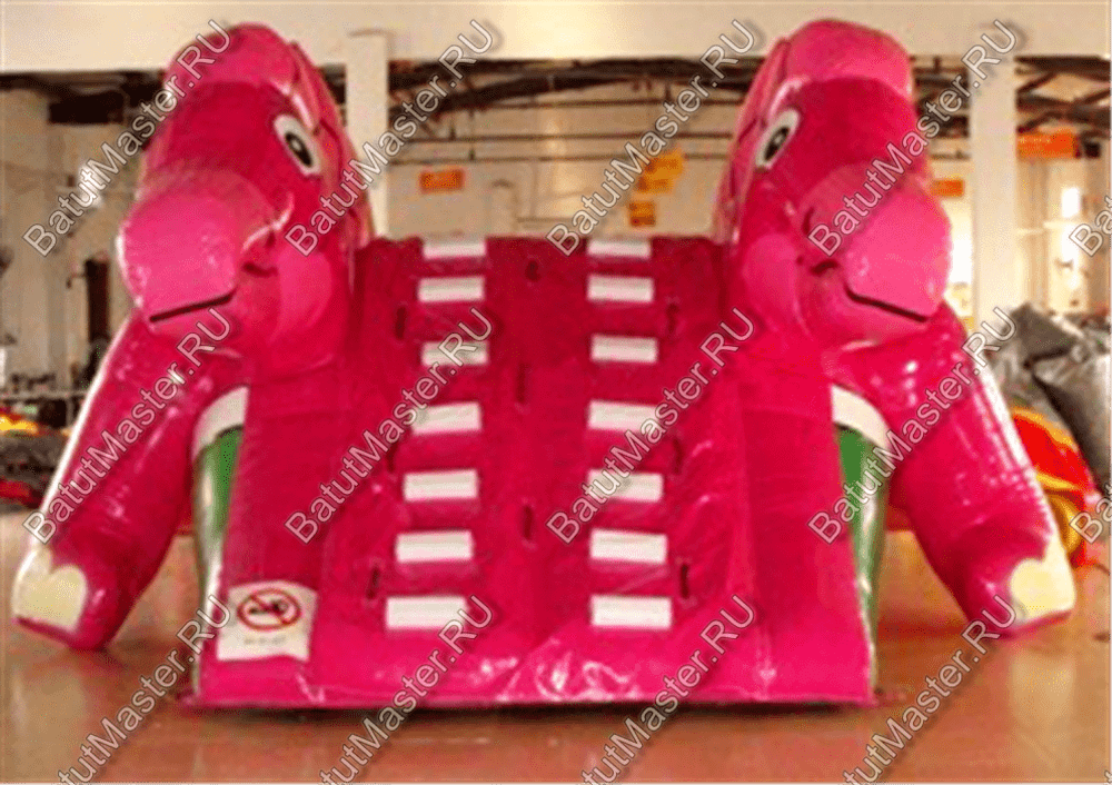 Надувная горка "Розовый динозаврик" 6.5*4*3 м