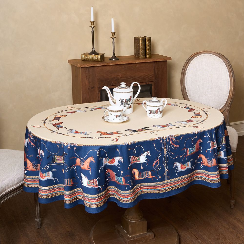 СКАТЕРТЬ ОВАЛЬНАЯ "PASSAGE"140Х180СМ ,БЕЖЕВЫЙ, 100% ХЛОПОК,ТВИЛ, ПРОПИТКА