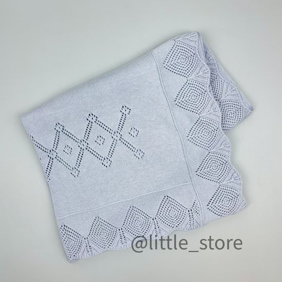 Плед вязаный "Tenderness" Серо-голубой