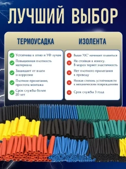 Термоусадка для проводов 328 шт. Термоусадочная трубка