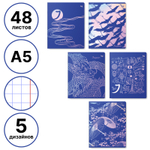 Тетрадь общая BG "Синий цвет", А5, 48 листов в клетку, на скрепке