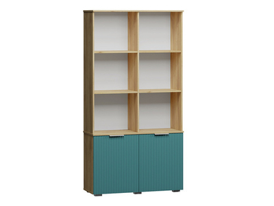 Стеллаж Салерно 2 (МДФ) SF-013 Аквамарин Дуб Золотистый U1148 98*36*190 см, Зеленый   Фиеста