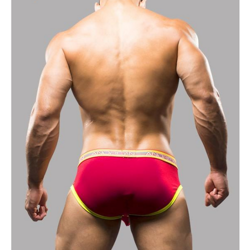 Мужские трусы брифы красные  Andrew Christian Glow Elastic Push Briefs RED   AC9635