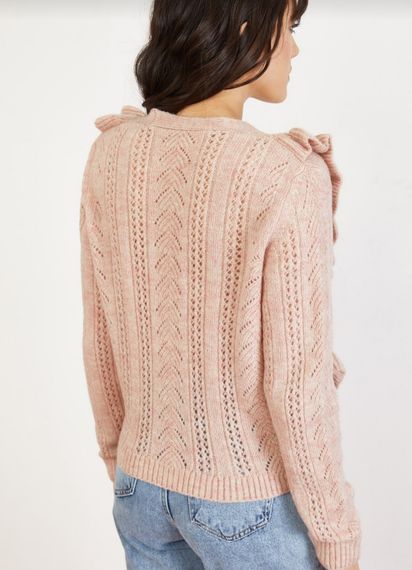 Qadın fırfırlı düyməli jaket pudra 10021061