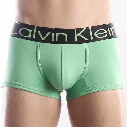 Мужские трусы боксеры зеленые с черной резинкой Calvin Klein Steel Green Black Waistband Boxer