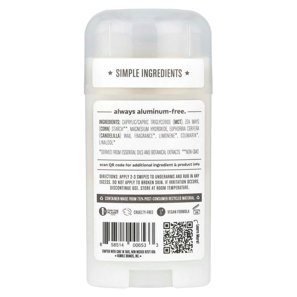 Humble Brands, Дезодорант без пищевой соды, пало санто и ладан, 70 г (2,5 унции)