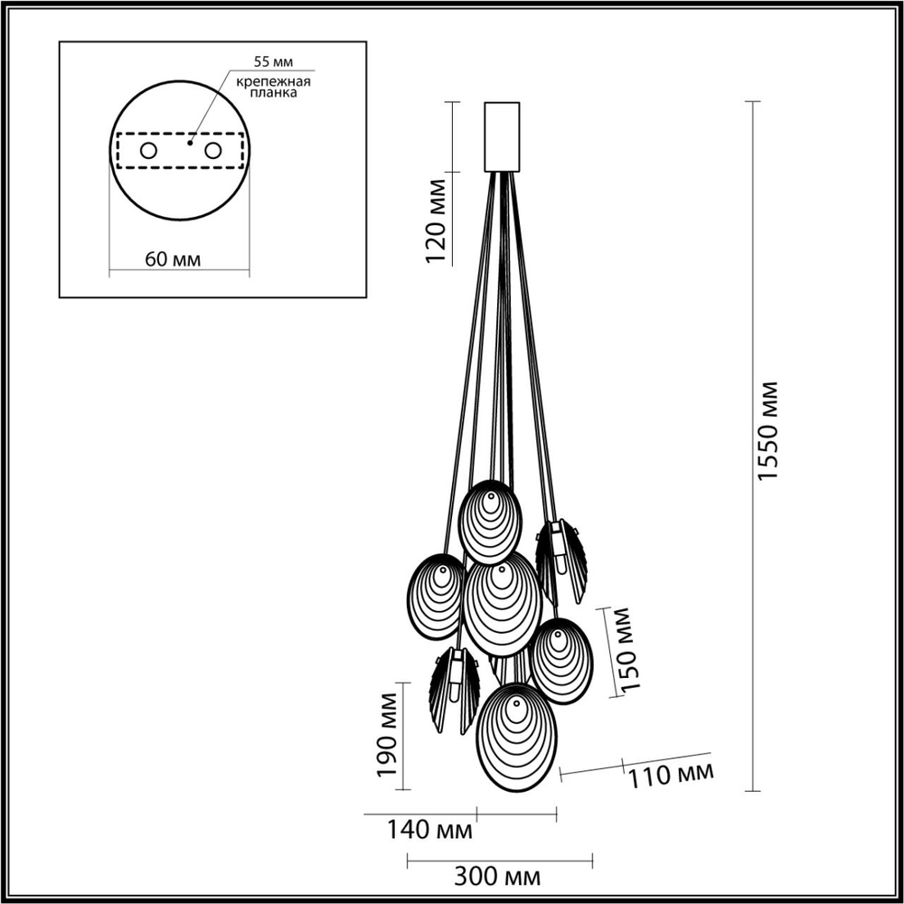 5038/8 ODL Люстра G9 8*40Вт 220В IP20 MODERN