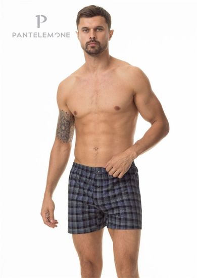 Трусы мужские семейные для больших мужчин Pantelemone PMBB-423, клетка сине-зеленая
