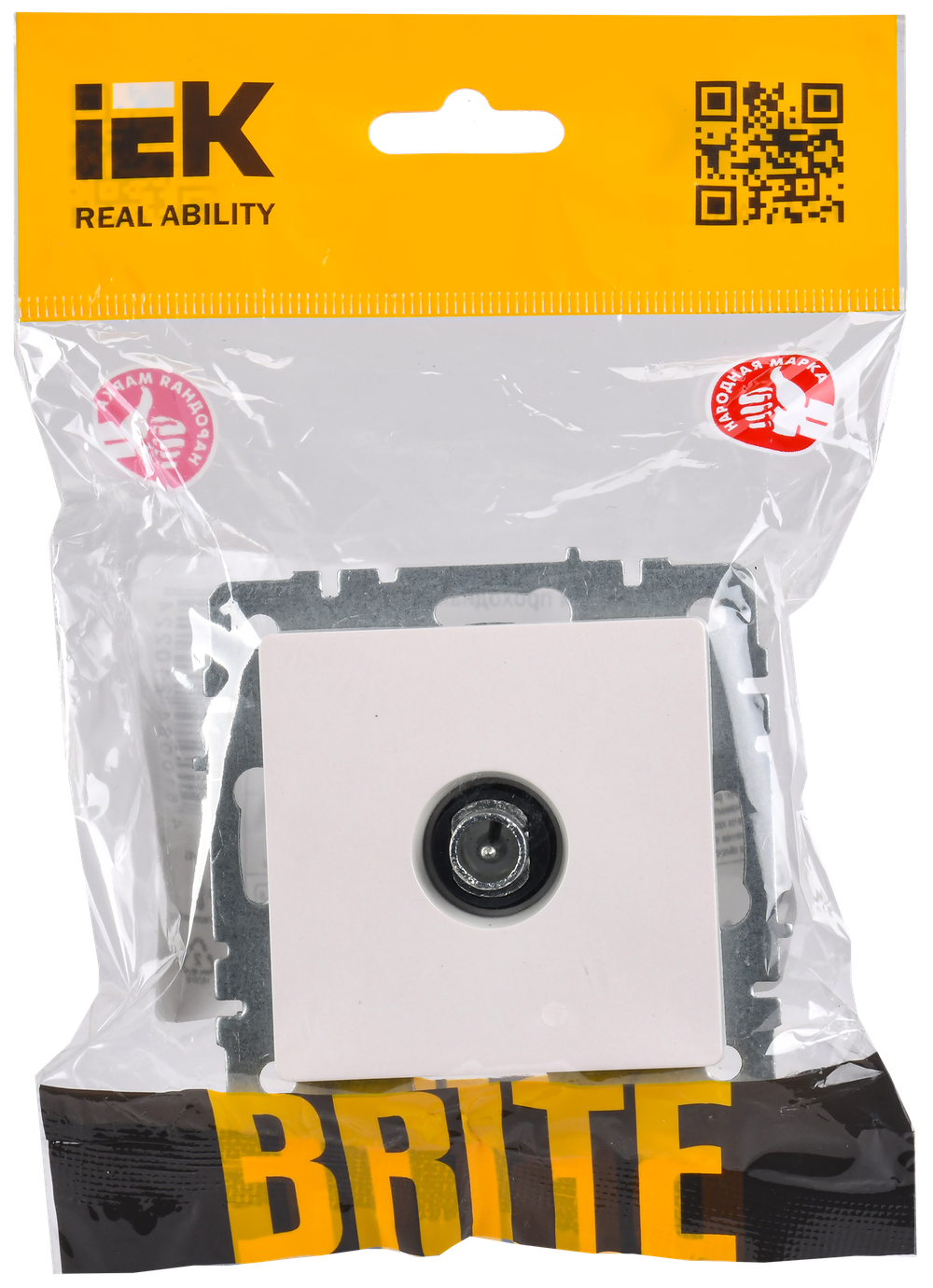 BRITE Розетка TV проходная РТВ10-0-БрЖ жемчуг IEK