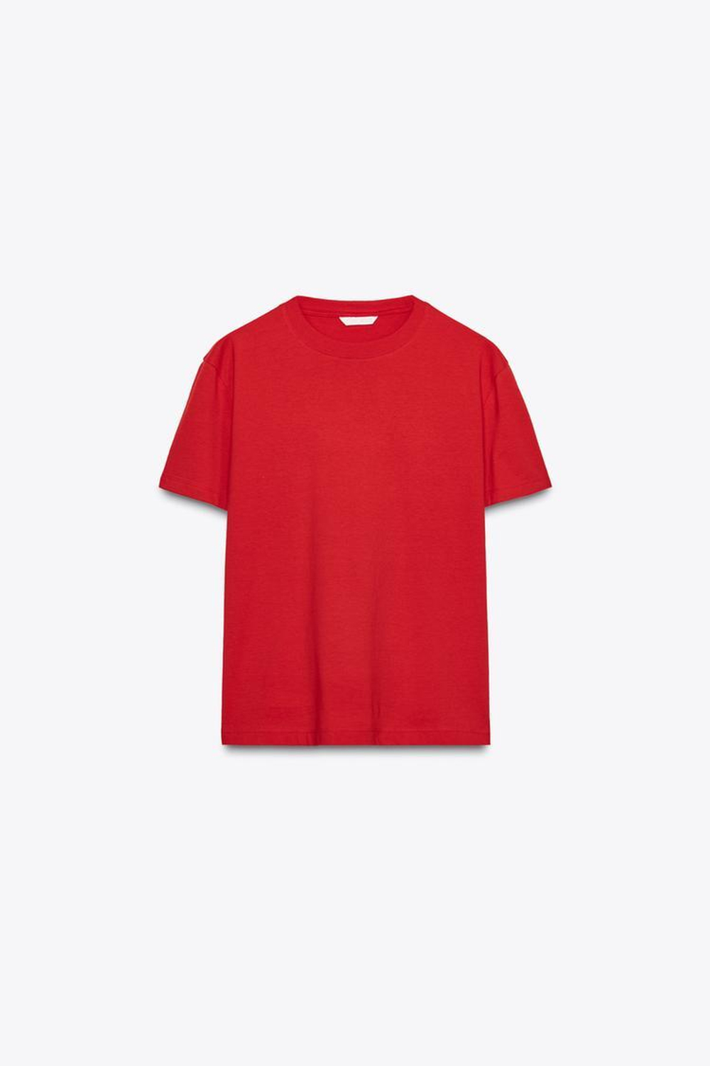 ZARA БАЗОВАЯ ФУТБОЛКА ИЗ ХЛОПКА, КРАСНЫЙ