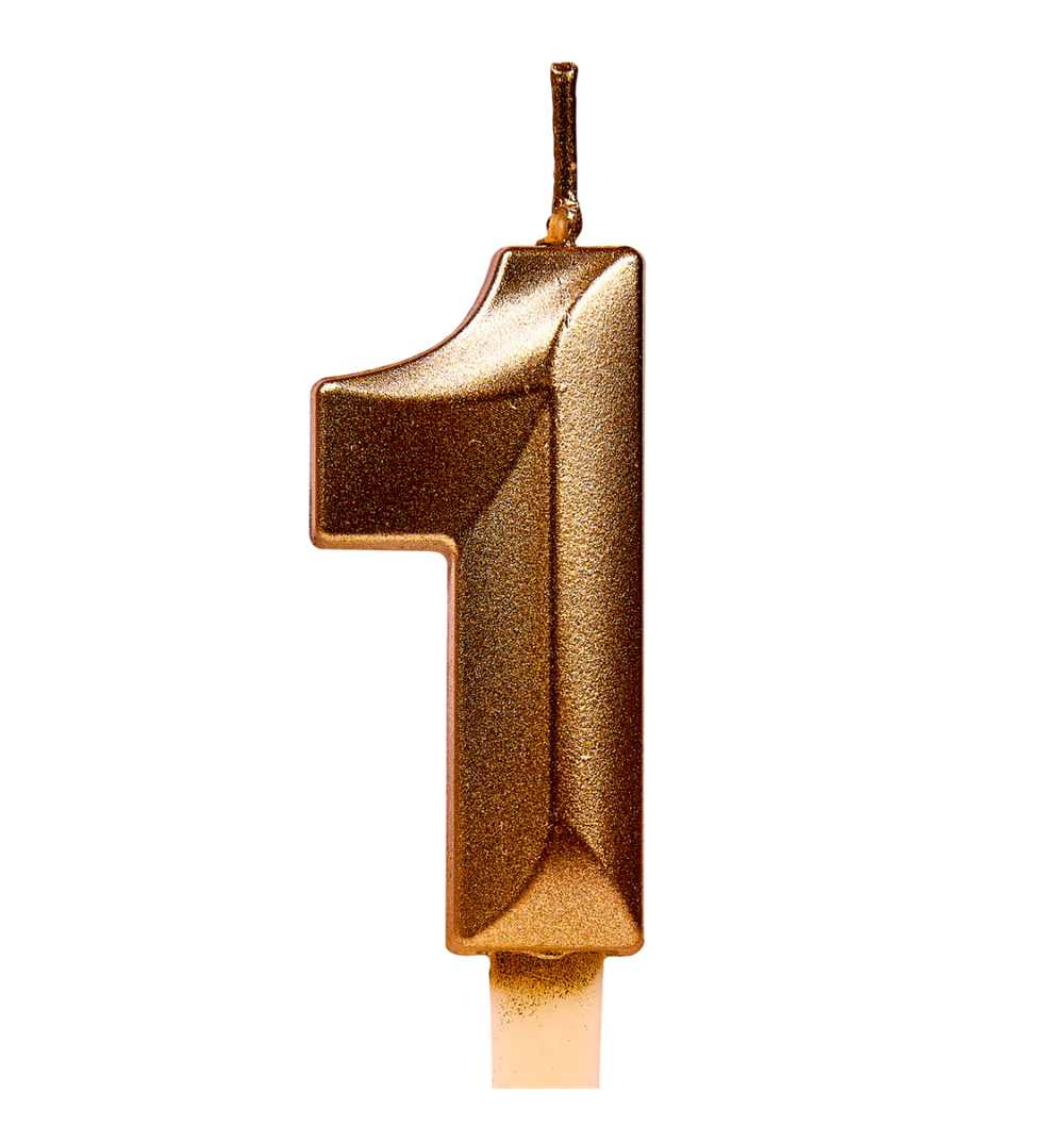 Свечи для торта, цифра 1 (золото, 5 см)
