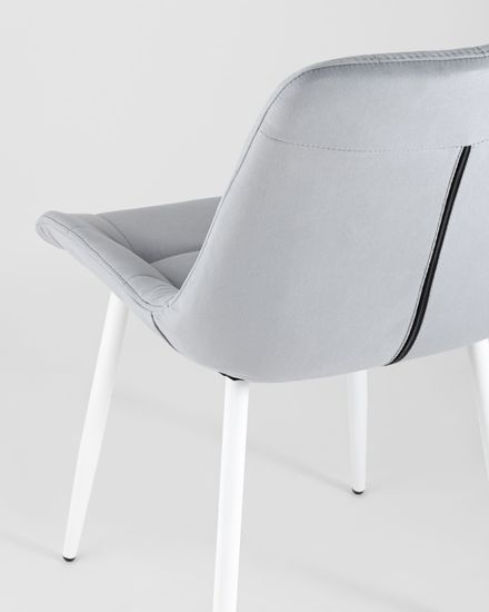 Стул Флекс велюр светло-серый белые ножки