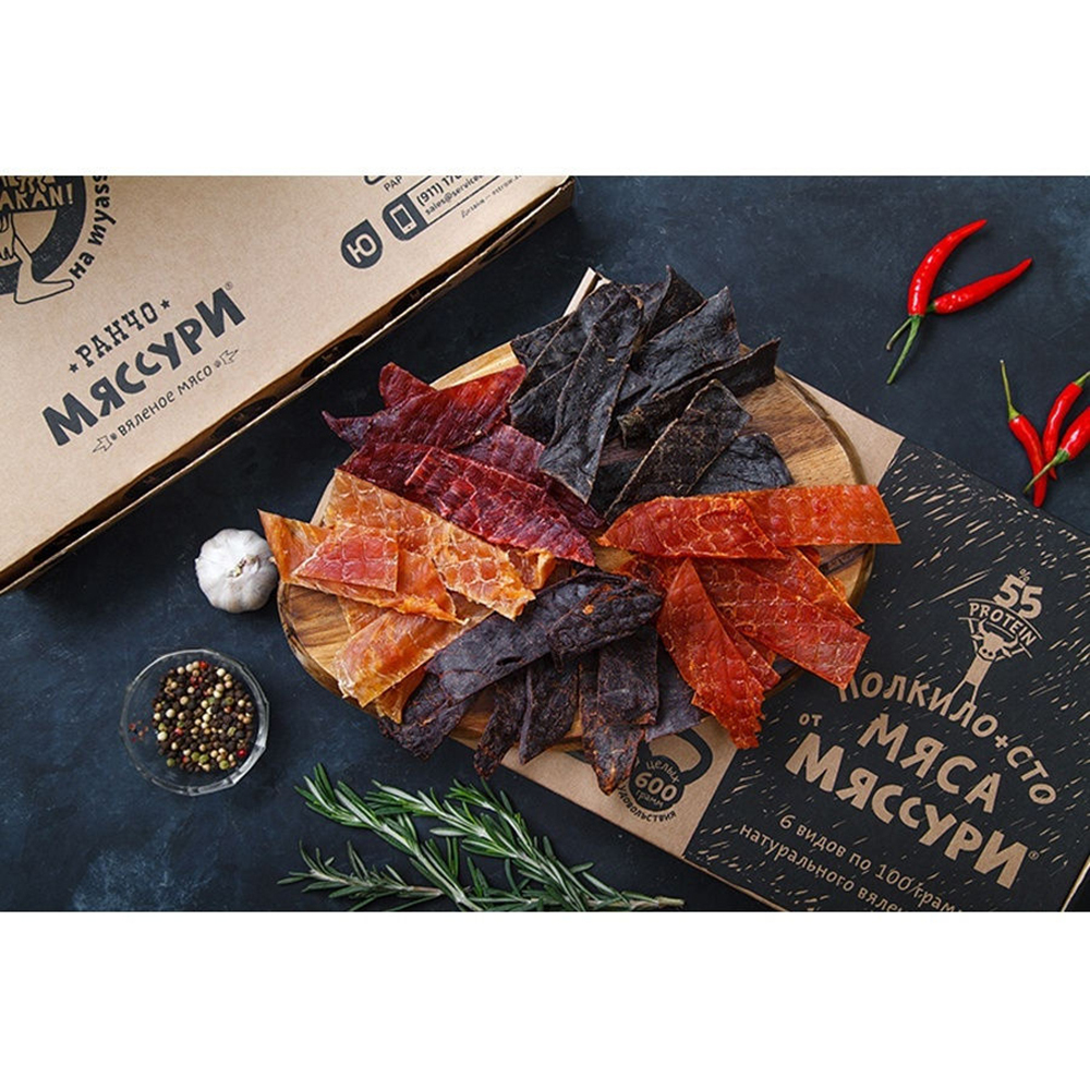 Вяленое мясо набор Ранчо Мяссури Гурмэ, 600 гр