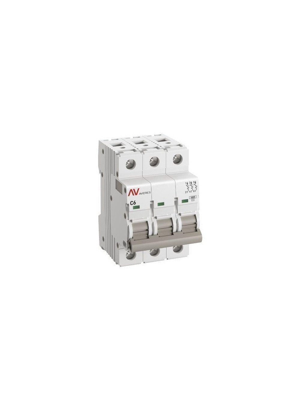 Выключатель автоматический модульный 3п C 6А 10кА AV-10 AVERES EKF mcb10-3-06C-av
