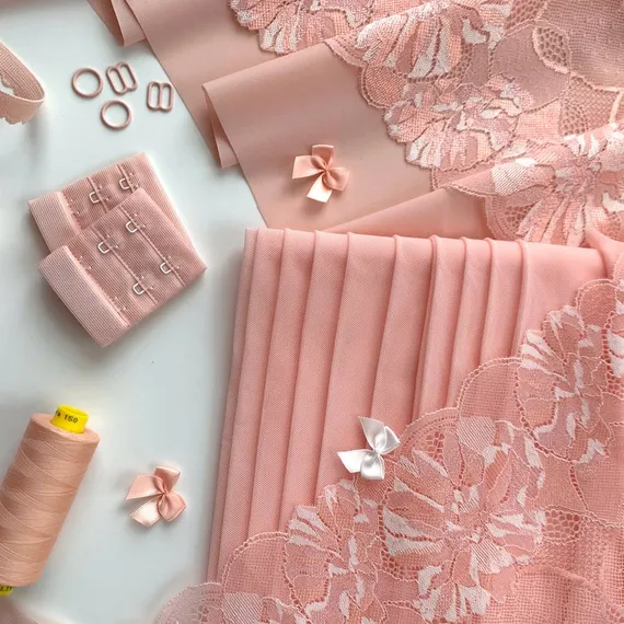 Кружево эластичное персиково-розовое 22 см, Китай