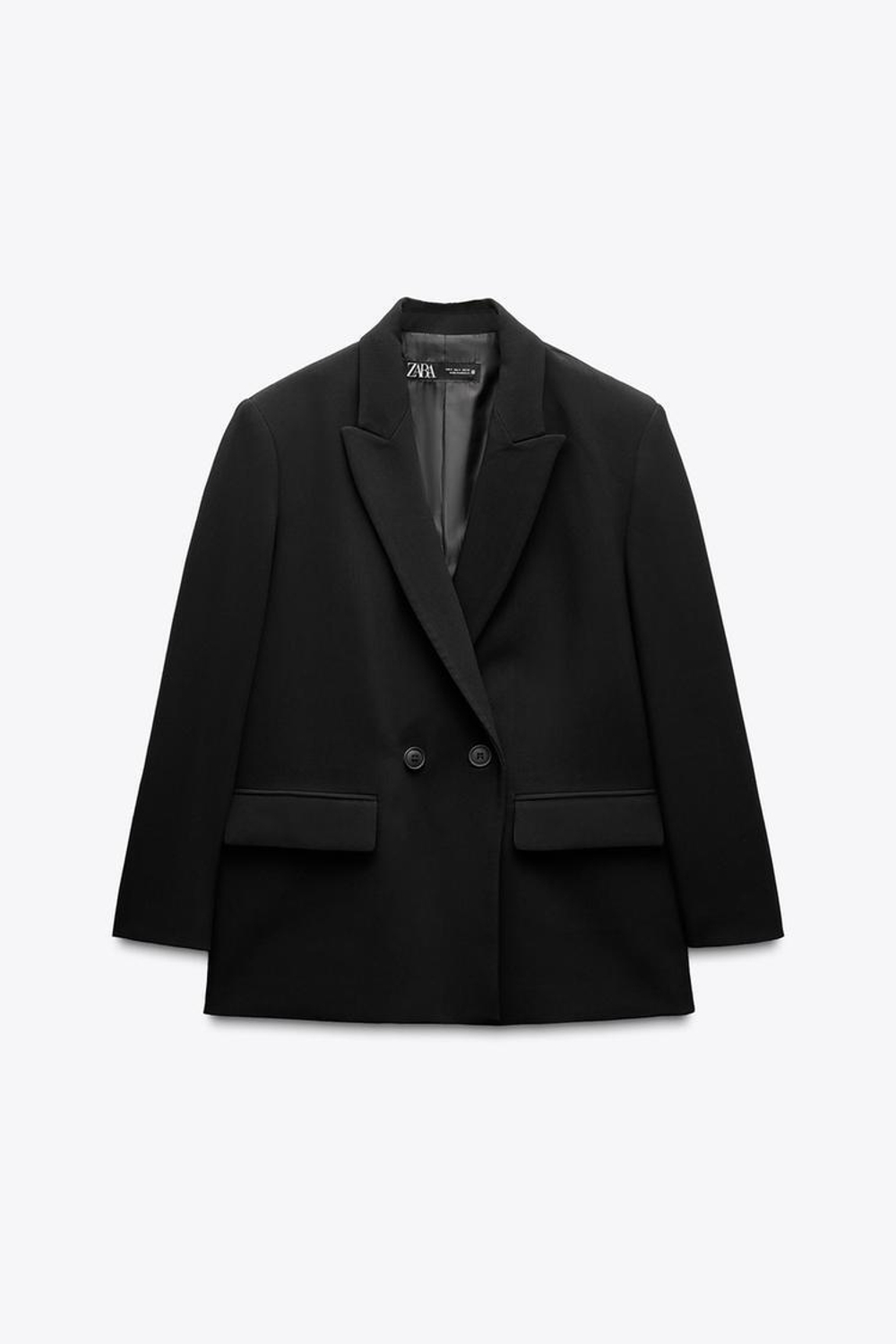 ZARA ДВУБОРТНЫЙ БЛЕЙЗЕР ОВЕРСАЙЗ, ЧЕРНЫЙ