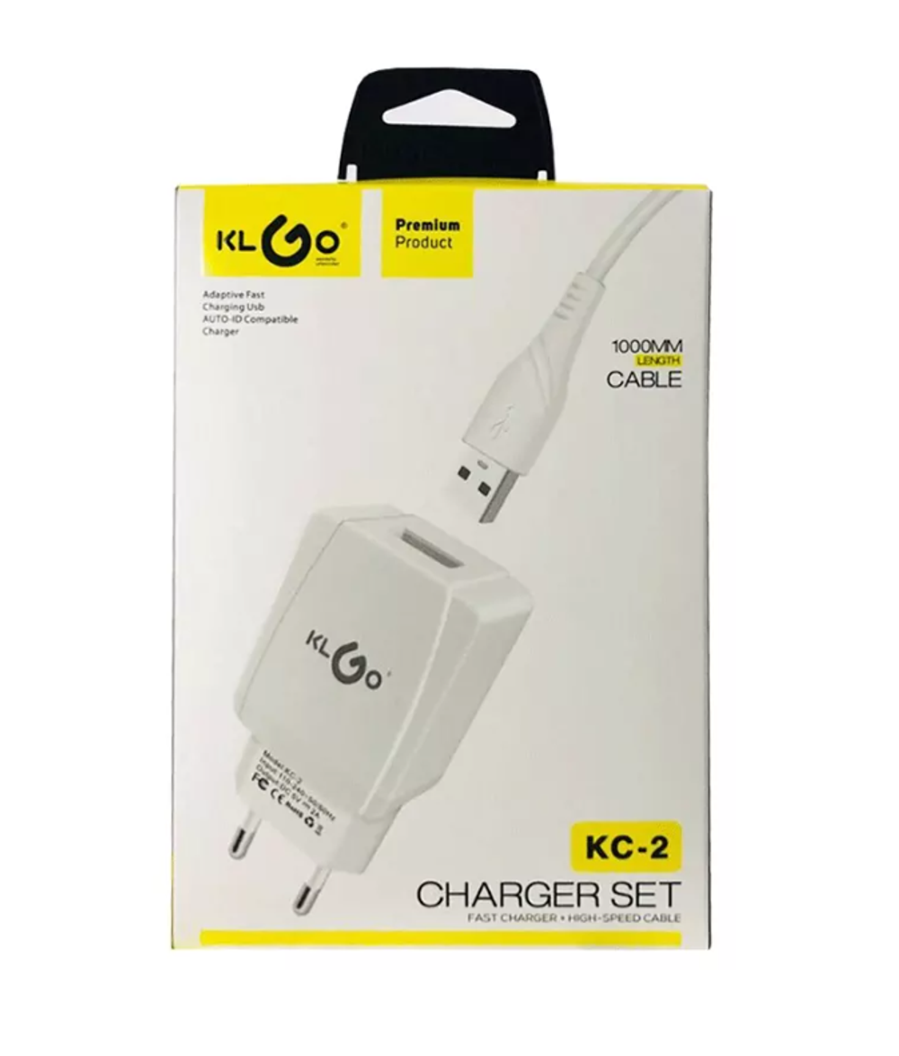 Зарядное уст-во USB +кабель TypeC KLGO KC-2T (2.1A)