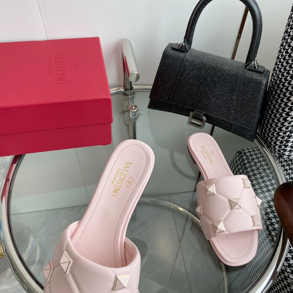 Valentino Flat Roman Stud Slide Sandal