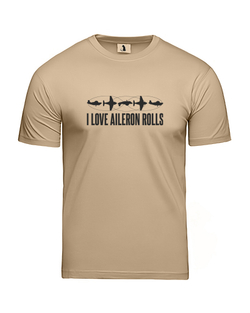 Футболка I love aileron rolls unisex бежевая с черным рисунком