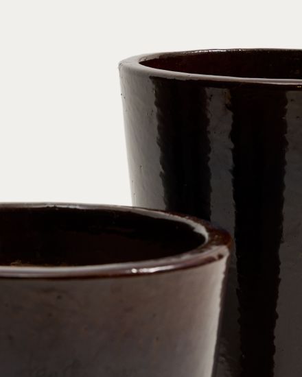 Набор из 3 кашпо Rotja с глазурованной гранатовой отделкой, диаметр 26 / 35 / 47 см