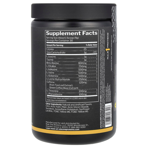 Rule One Proteins, Energized Amino, аминокислоты, персик и манго, 270 г (9,52 унции)