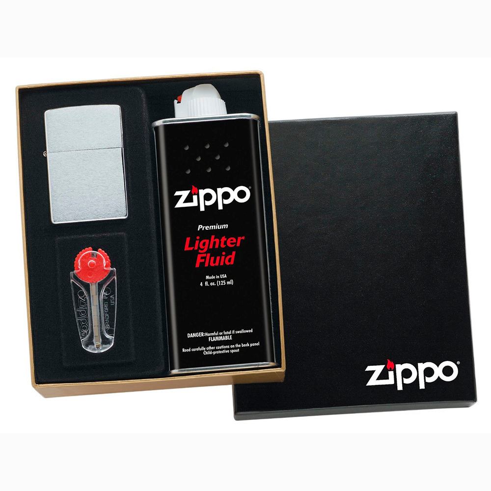 Набор подарочный для широкой зажигалки Zippo, черный, 118х43х145 мм