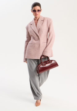 Жакет из шерсти лодена бежево-розовый