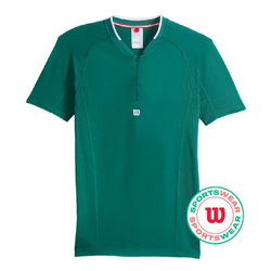 Мужское теннисное поло Wilson Players Seamless Zip Henley 2.0 - зеленый
