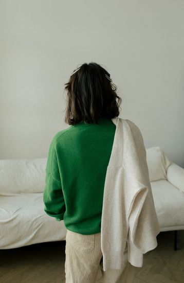 Джемпер Л.Т., 100% шерсть ягнёнка, цвет летний лес.