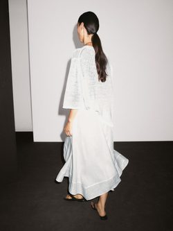 Massimo Dutti Расклешенная юбка из смесового льна с декоративными швами, белый