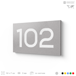 Номер на дверь квартиры 102, табличка на дверь офиса, кабинета, аудитории, склада, серый 120х70 мм, Айдентика Технолоджи